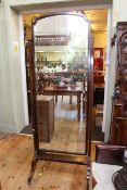 Mahogany framed bevelled cheval mirror, 187cm.