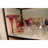 Collection of Victorian glass including ruby glass, hand painted, etc.