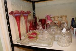 Collection of Victorian glass including ruby glass, hand painted, etc.