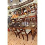 Oak refectory style dining table and two sets of four Victorian mahogany dining chairs (9).