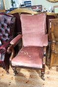 Victorian mahogany framed trigger action reclining chair.