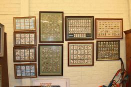 Collection of framed bird related mounted cigarette cards (majority complete) inc Gallagher Ltd