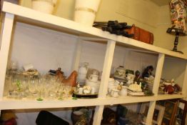 Collection of pottery, glass, dolls, books, Victorian porcelain, etc.