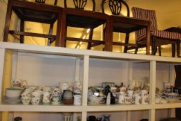 Collection of commemorative mugs, Ringtons, Spode, Wedgwood Sarah's Garden, glass, pair table lamps,