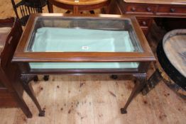 Late 19th Century mahogany bijouterie table on ball and claw legs, 74cm by 77cm by 46cm.