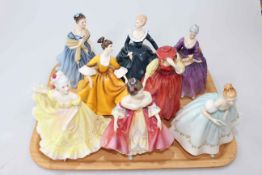 Collection of eight Royal Doulton lady figures.