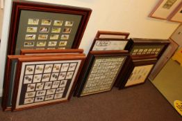 Collection of framed dog and cat related mounted cigarette and tea cards (majority complete) inc