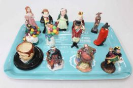 Collection of twelve small Royal Doulton figures and match holder.