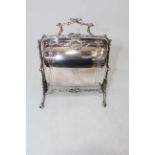 Edwardian silver plated muffin warmer with arboreal frame, 23cm high.