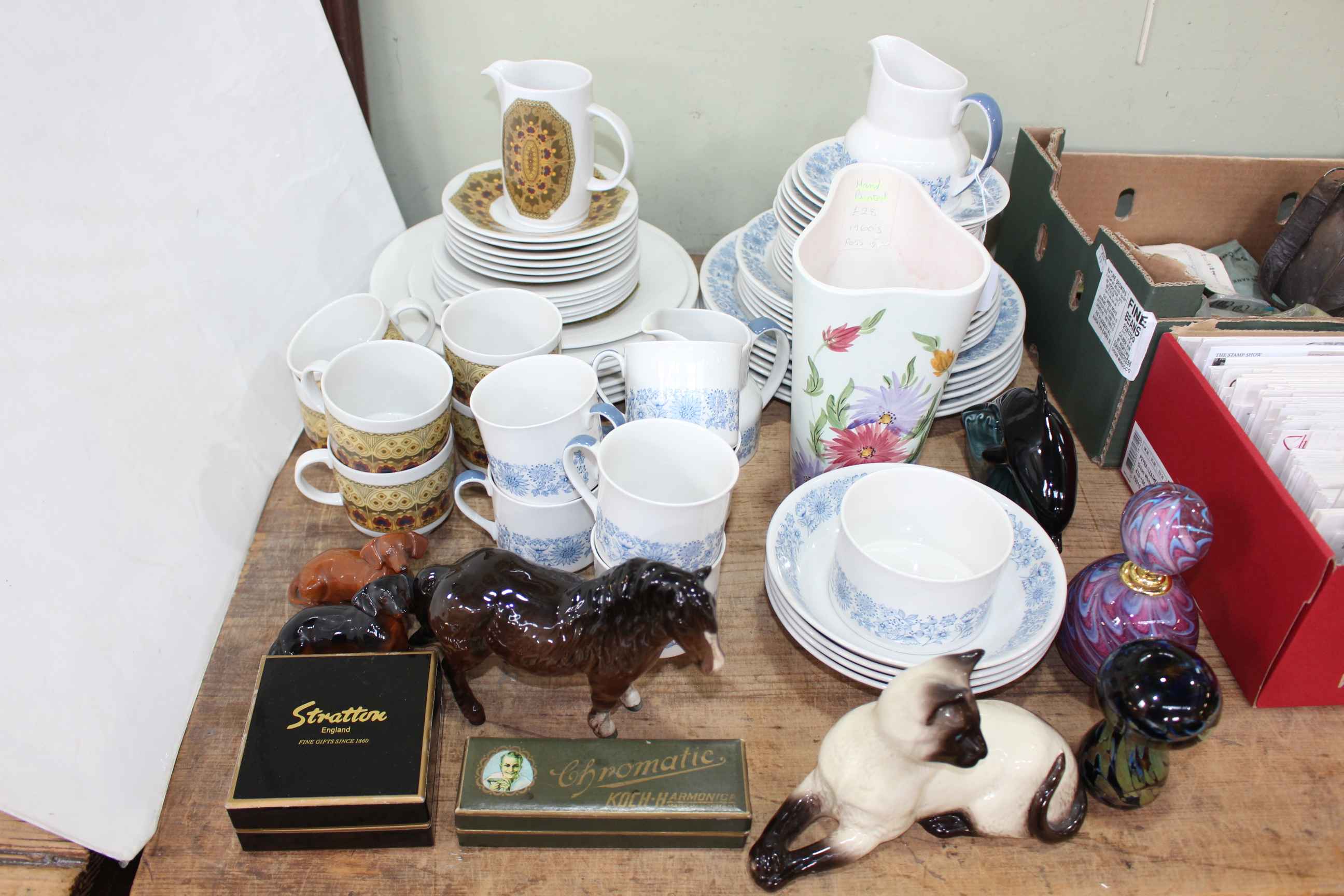 Royal Doulton Cranbourne and Parquet part table wares, Beswick, Radford vase, Poole, paperweights,