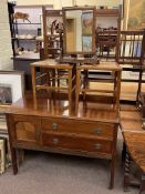 Edwardian mahogany two drawer dressing table, pair line inlaid bedroom chairs,