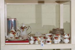 Royal Albert Old Country Roses dinner and teaware including two tureens, tea and coffee pots.