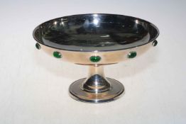 Liberty silver plated 'jewelled' tazza having green ovals to body, no.