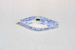 Antique blue and white pottery baby feeder.