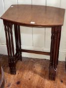 Nets of three mahogany and line inlaid bow front tables (largest 68.5cm by 53cm by 39cm).