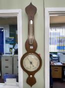 Victorian oak banjo barometer, 97cm.