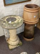 Errington Peay & Co Ltd terracotta chimney pot and weathered pedestal sundial (2).