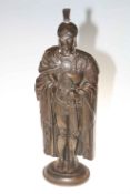 Cast metal Roman Warrior fire guard, 64cm high.