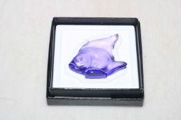 Lalique purple fish, boxed, 5cm high.