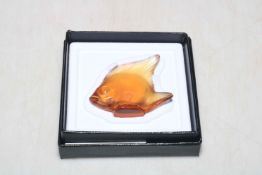 Lalique orange fish, boxed, 5cm high.