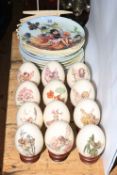 Collection of twelve Cicely Mary Barker 'Flower Fairies' pates and twelve eggs.