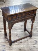 Titchmarsh & Goodwin oak single drawer hall table, 71cm by 61cm by 30cm.