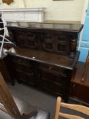 Oak buffet sideboard, gate leg dining table and two drawer side table (3).