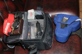 Collection of cameras, bags, lense, etc.