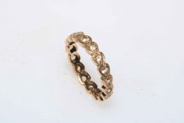 9 carat gold white stone eternity ring, size J.