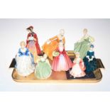 Seven Royal Doulton ladies including Alison, Cherie and Valerie,