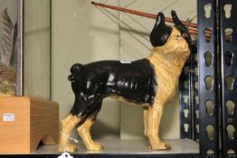 Cast iron model Boston Terrier dog, 25cm high.