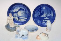 Small collection of Royal Copenhagen comprising Little Mermaid 159, owl,