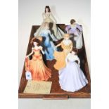 Five Coalport ladies including limited edition Summertime and Royal Doulton Ashley figure (6).