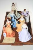 Five Coalport ladies including limited edition Summertime and Royal Doulton Ashley figure (6).