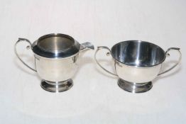Silver sugar basin and cream jug, maker RP, London 1944.