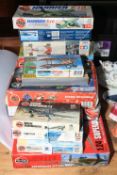 Collection of boxed Airfix plane models including Supermarine Spitfire Mkla,