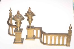 Pair of ornate brass andirons, 40cm length.