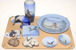 Collection of eleven pieces of Royal Copenhagen including Kingfisher, Playful Puppies, etc.