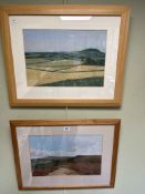 Elizabeth A. Smith, pair of landscape pastels, both signed and dated 27cm by 40cm, in glazed frames.