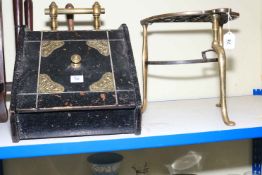 Victorian brass trivet and Victorian coal box.