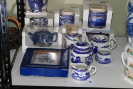 Collection of Ringtons blue and white pottery.