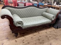 Victorian mahogany framed double scroll end settee.