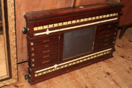 Vintage mahogany snooker scoreboard by Orme & Sons Ltd, 95cm length.