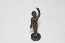Small Chinese Shoalin bronze male figure, 10.5cm.