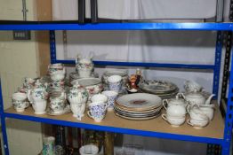 Booths Floradora tea and dinnerware, Royal Worcester Montserrat cups and saucers, Eggshell teaware,