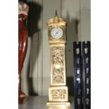 Brass miniature longcase clock, the dial signed MacMichael, South Audley St, London, 45cm.