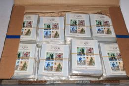 Two boxes of British Post Office miniature stamp sheets (approx 1000 in total),