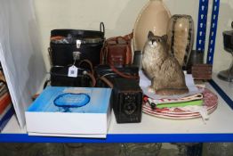 USSR Russian binoculars, cameras, postcards, Beswick cat, pewter tankards, etc.