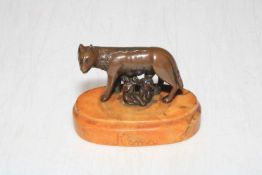 Small Romulus and Remus bronze on marble base, 9cm across.