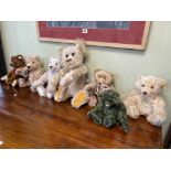 Seven Teddy Bears including Merrythought, Steiff, Thistle Down Bear, etc.